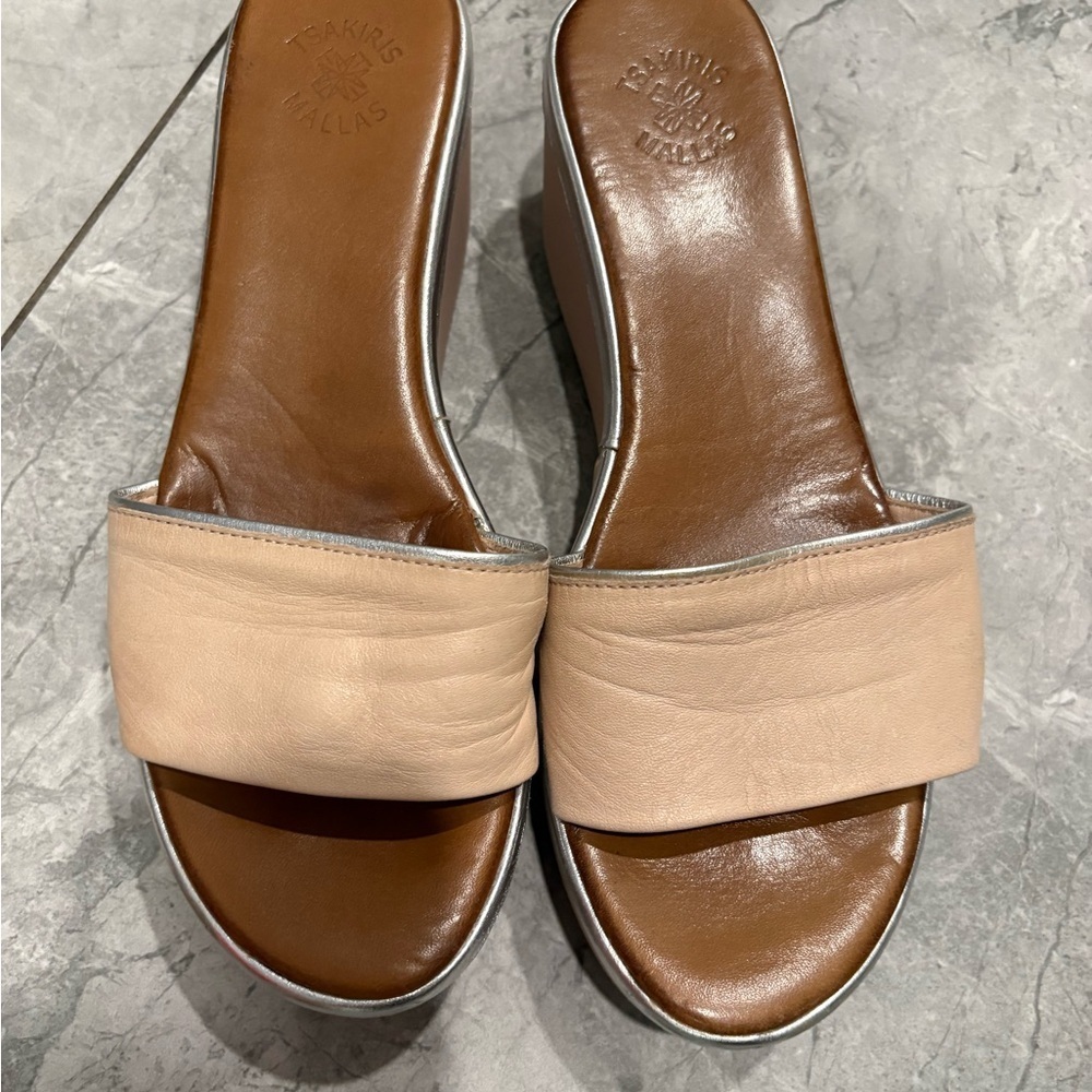 Tsakiris Mallas Wedge Leather Sandals